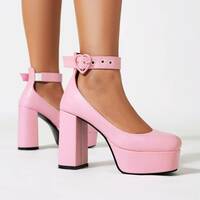 Solid Color Heart Buckle High Heels - 2colors - Thumbnail 1