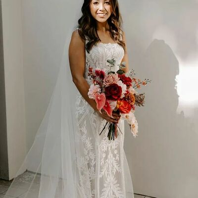 Elegant a line lace beach boho wedding dress bridal gown wedding gown