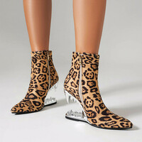 Leopard Hollow Special Heeled Boots - Thumbnail 1