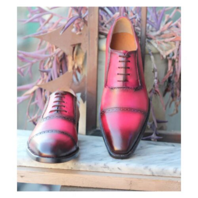 Bespoke Dress Pink Calf Leather Lace up men Shoes