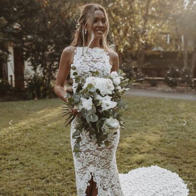 Elegant a line lace beach boho wedding dress bridal gown wedding gown