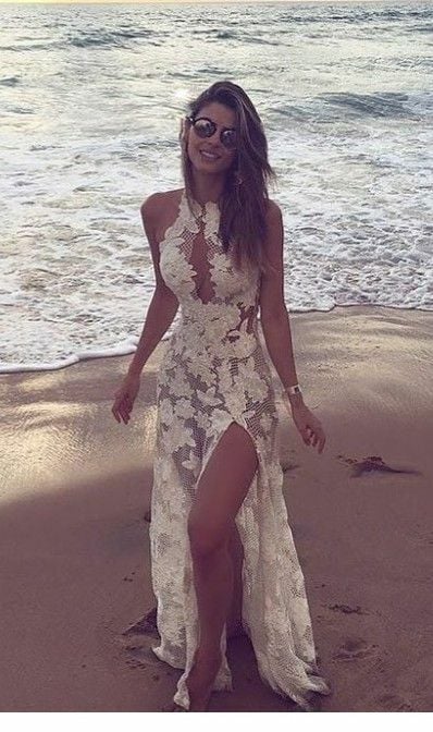 Sexy A Line Lace Beach Boho Wedding Dress Bridal Gown Wedding Gown