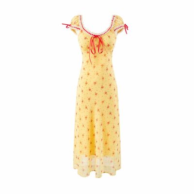 Summer casual contrast color drawstring bow slim dress