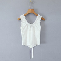 Drawstring bow tie single breasted top - Thumbnail 2