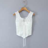 Drawstring bow tie single breasted top - Thumbnail 3