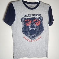 Lucky Brand Boys Gray Roaring Bear T Shirt Size Medium