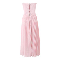 Pink pleated waist midi dress - Thumbnail 1