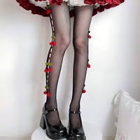 Sweet Cherry Fishnet Pantyhose Stockings Tights - Thumbnail 3