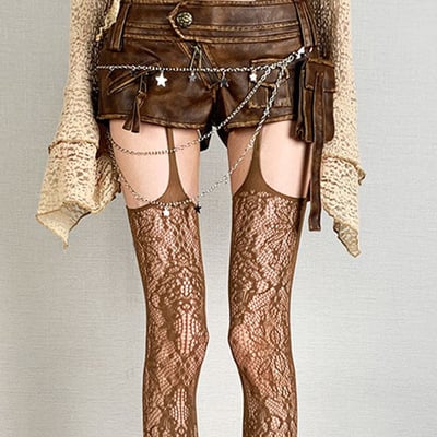 Sexy floral hollow out tights stockings with open crotch, perfect for daily party wear