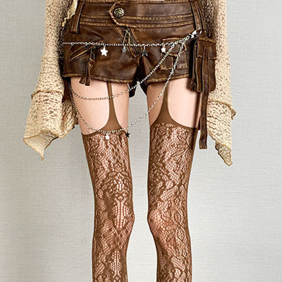 Sexy Floral Hollow Out Tights Stockings With Open Crotch, Perfect For Daily Party Wear