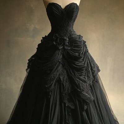 Gothic ball gown black lace appliques wedding dress bridal gown wedding gown