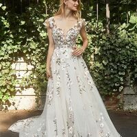 Sexy Floral Wedding Gown Wedding Dress, Appliques Lace Tulle Wedding Gown Bridal Dress - Thumbnail 1