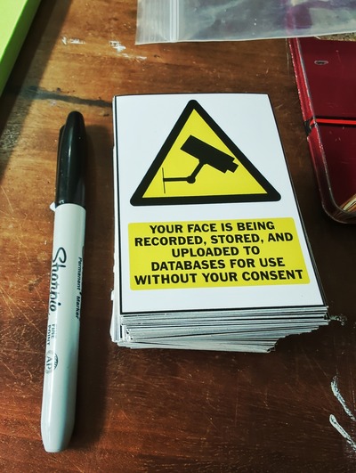 Facial Recognition Warning Stickers
