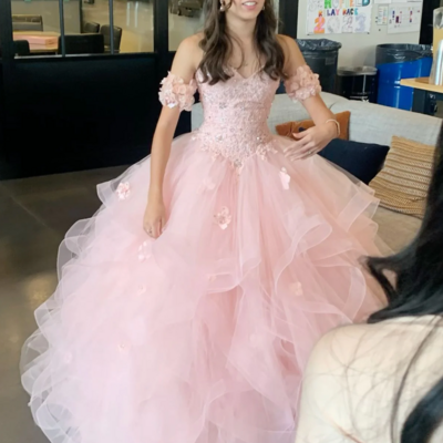 Sweetheart pink ball gown quinceanera dress sweet 16 dress with lace