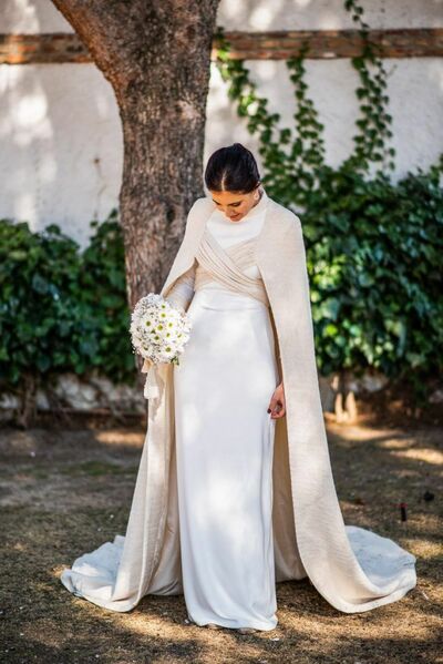 Simple Sheath with Shawl Wedding Dress Bridal Gown Wedding Gown