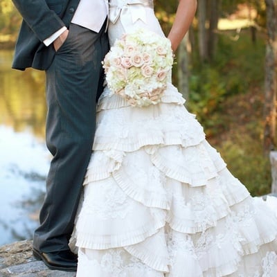 Simple sheath tiered lace wedding dress bridal gown wedding gown