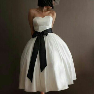 Simple a line tea-length wedding dress bridal gown wedding gown