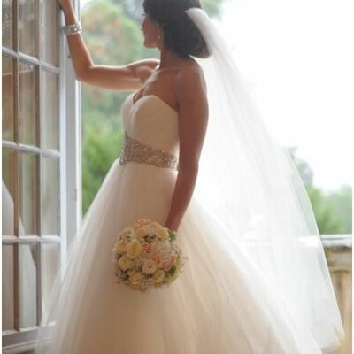 Simple a line tulle wedding dress bridal gown wedding gown