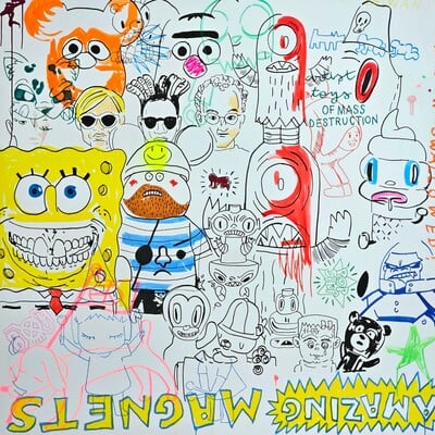 Xxl painting by judas arrieta "toy shop" 