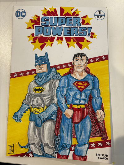 SUPER POWERS original art sketch cover