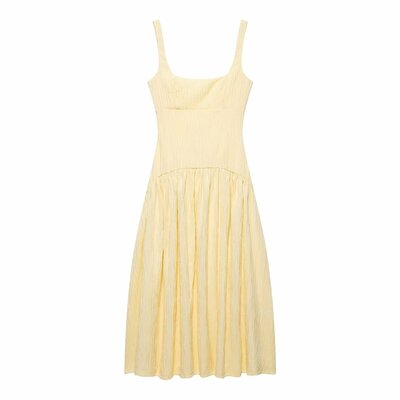 Fashionable textured midi sling dress