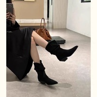 New style pointed retro short boots genuine leather martin boots - Thumbnail 3