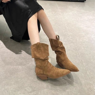 New style pointed retro short boots genuine leather martin boots