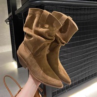 New style pointed retro short boots genuine leather martin boots - Thumbnail 1