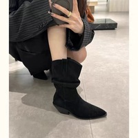 New style pointed retro short boots genuine leather martin boots - Thumbnail 7