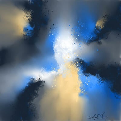Harmonic blue art print - 24" x 24"