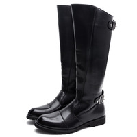 High boots men's retro long Martin boots zipper motorcycle knight boots  - Thumbnail 1