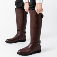 High boots men's retro long Martin boots zipper motorcycle knight boots  - Thumbnail 4