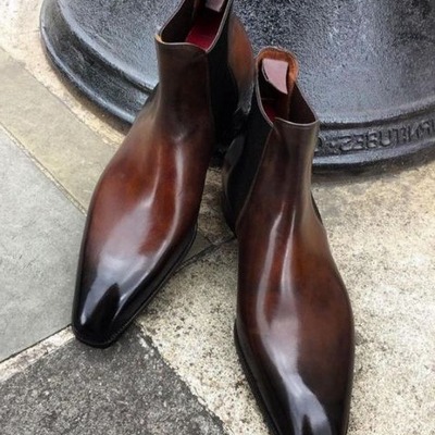 Handmade men brown leather jodhpur dress boot