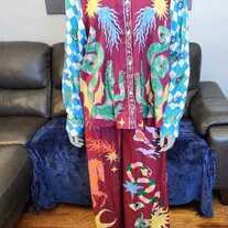 Women's 2 Piece Long Sleeve Button Down Shirt Wide Leg Pants Lounge Set Summer Matching Set