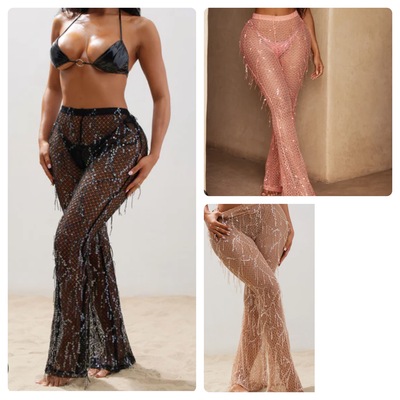 Fringe Accent Cover up Pants-TD
