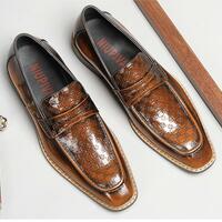 Business patent leather loafers men's embossed trendy leather shoes 4 colors - Thumbnail 2