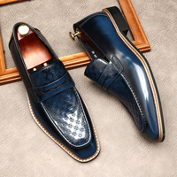 Business patent leather loafers men's embossed trendy leather shoes 4 colors - Thumbnail 6