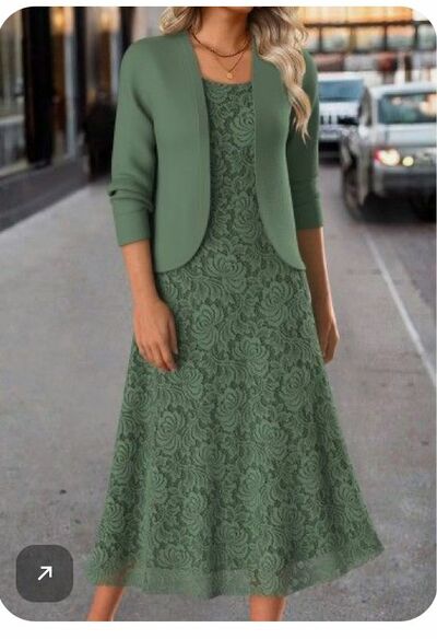 Elegant Green Lace with Jacket Mother of the Bride/Groom Dress Evening Formal Prom Dress