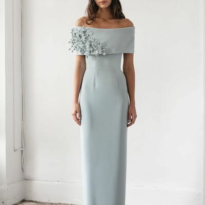 Elegant sheath handmade flowers mother of the bride/groom dress evening formal prom dress