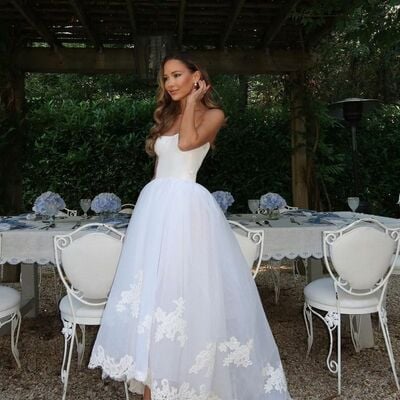 Simple a line lace tea-length wedding dress bridal gown wedding gown