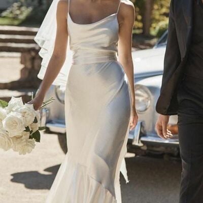 Simple sheath beach boho wedding dress bridal gown wedding gown