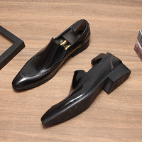 Men's shiny leather slip-on shoes 2 colors - Thumbnail 4