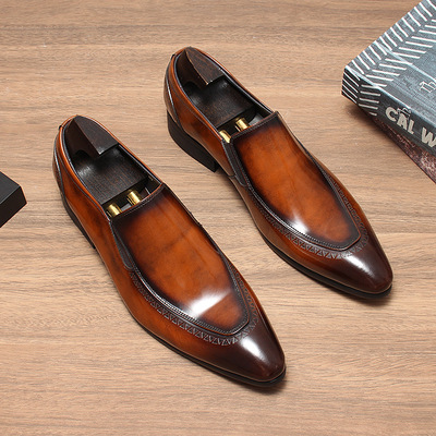 Men's shiny leather slip-on shoes 2 colors