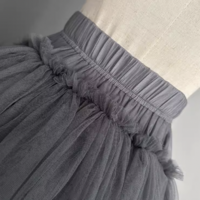 Gray/Pink High-low Tiered Tulle Maxi Skirt - Thumbnail 2