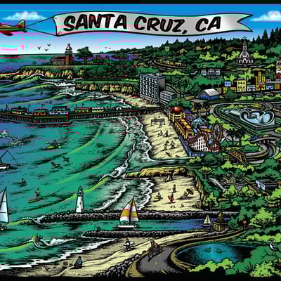 Santa cruz map 8x10 print