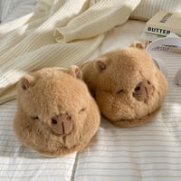 Funny Cute Capybara Plush Slippers - Thumbnail 2