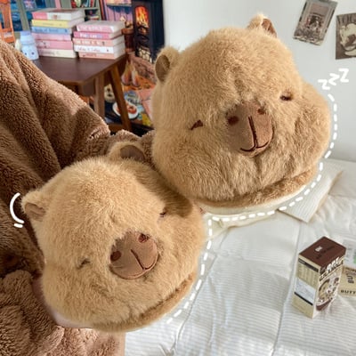 Funny cute capybara plush slippers