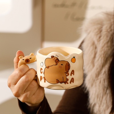 Kawaii capybara print coffee mug