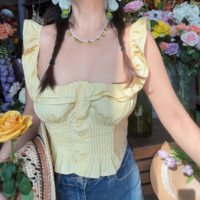 Holiday Style Casual Button Ruffle Sleeveless Top Vest - Thumbnail 1