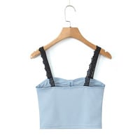 Retro style contrast color drawstring hot girl sexy tube top - Thumbnail 6